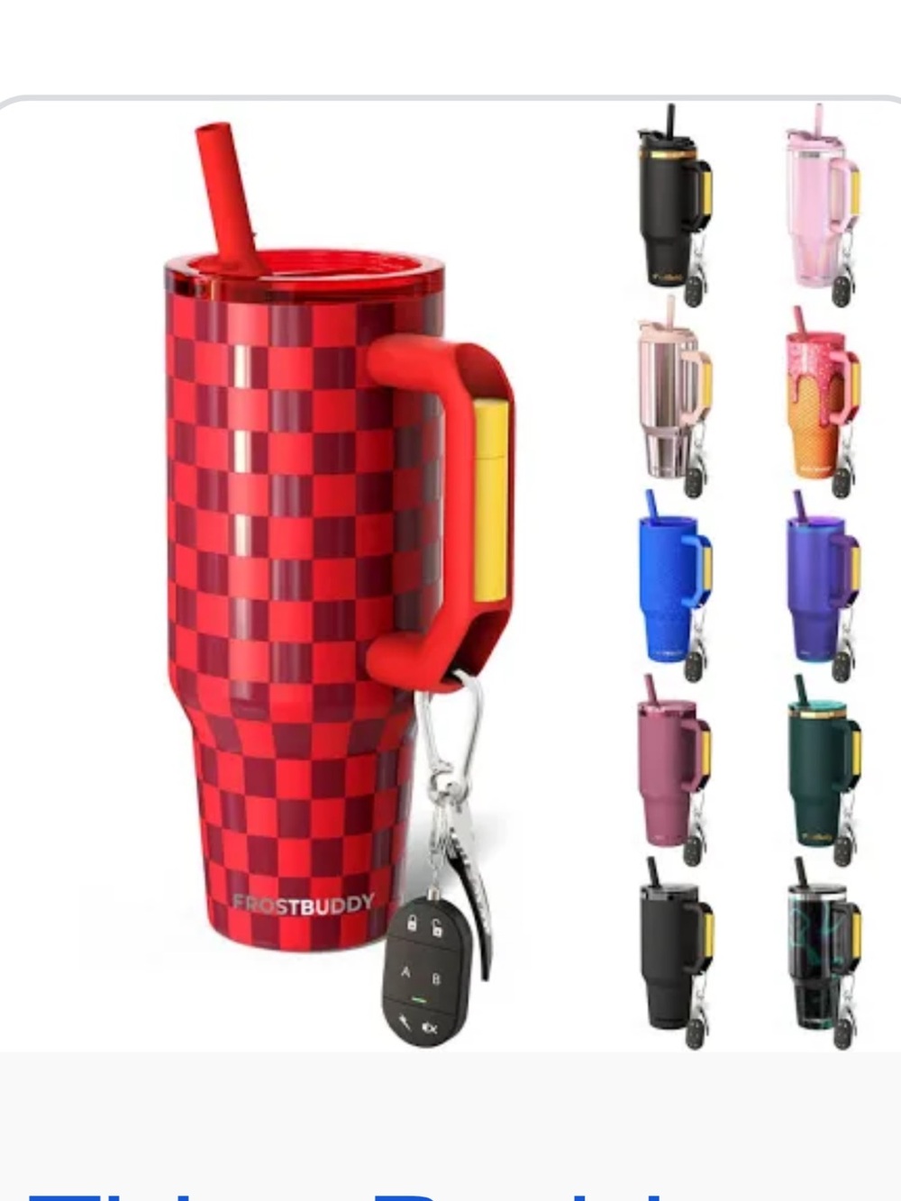 Red Checkered Travel Mug with Handle